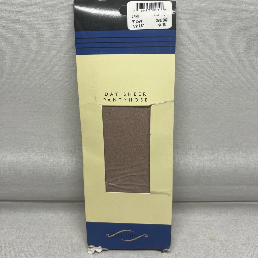 Catherines Day Sheer Ribbed Panty Pantyhose Color Sand Size D NEW NOS